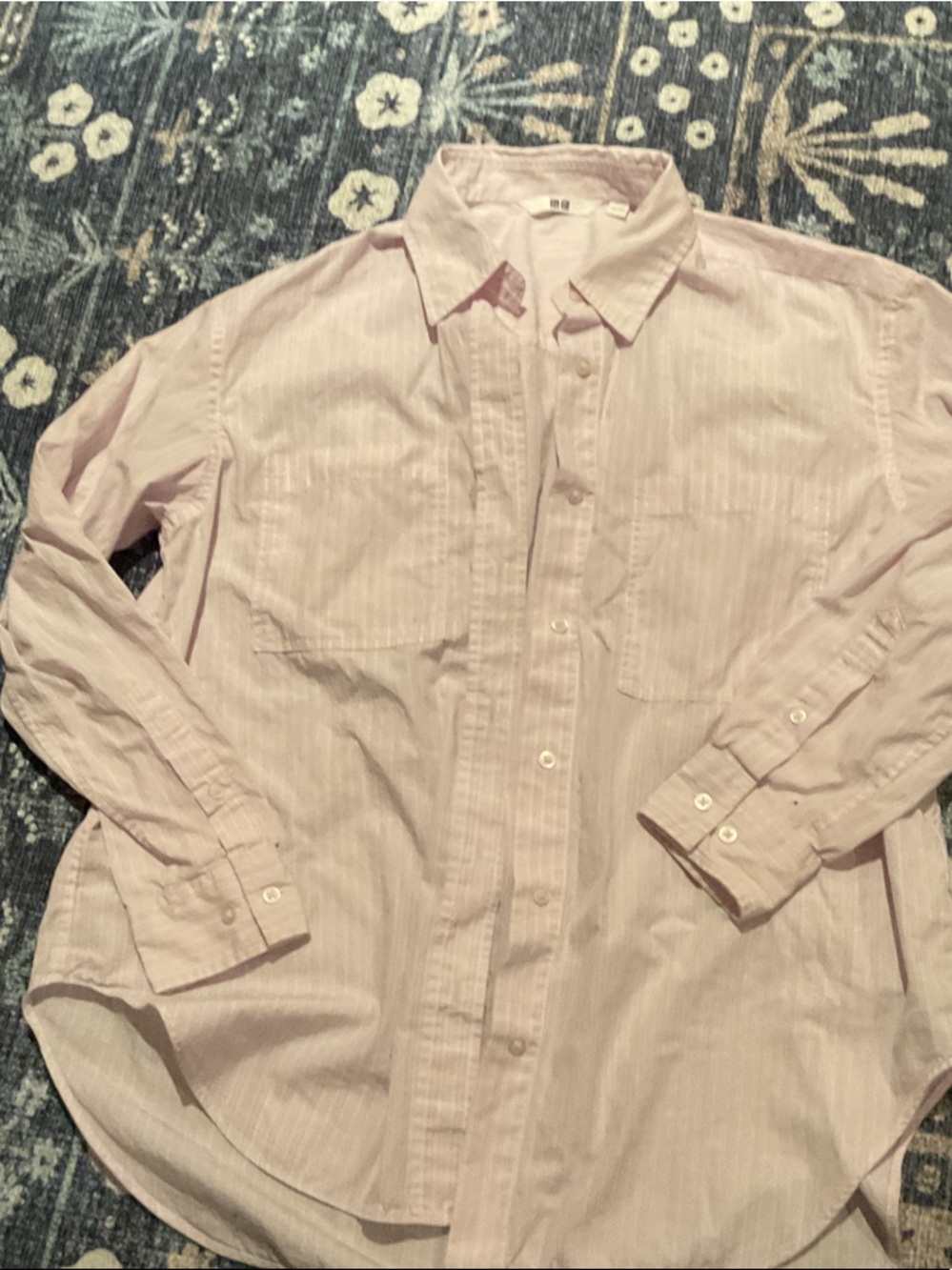 Uniqlo Pale Pink Striped Long-Sleeve Dress Shirt